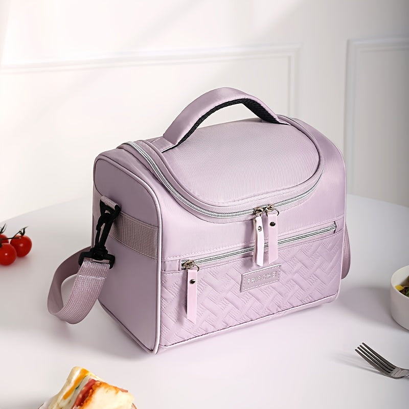 Polyester Lunch Bag Insulated Thermal Cooler Tote Large Capacity Hand Washable