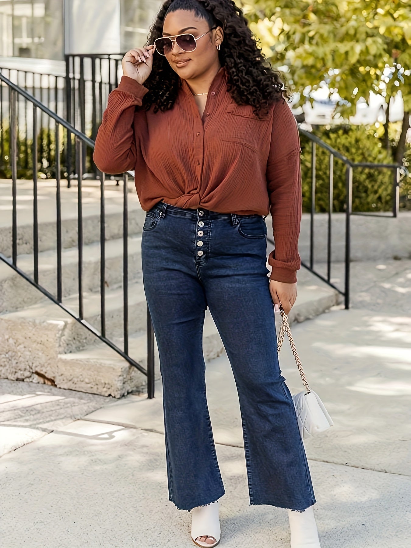  Flared Leg Jeans - Button Fly Medium Stretch