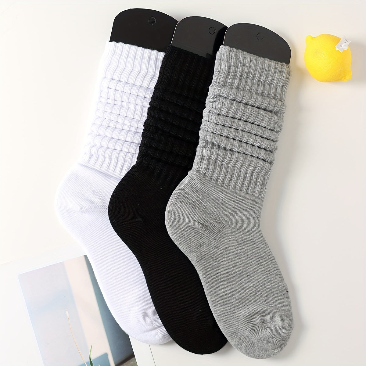 3 Pairs Solid Socks Comfy & Soft All match Women's Stockings & Hosiery