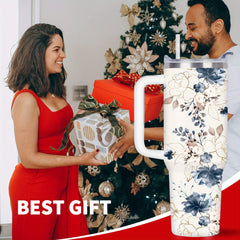 40oz Floral Stainless Steel Tumbler Insulated Coffee Mug