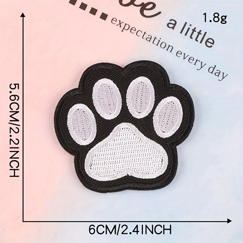 10pcs Cartoon Puppy Paw Prints Embroidery Patches Iron On / Sew On For Jackets