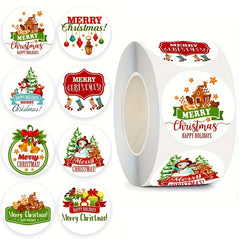 500 Stickers Merry Christmas Label Roll Self Adhesive Labels For Holiday