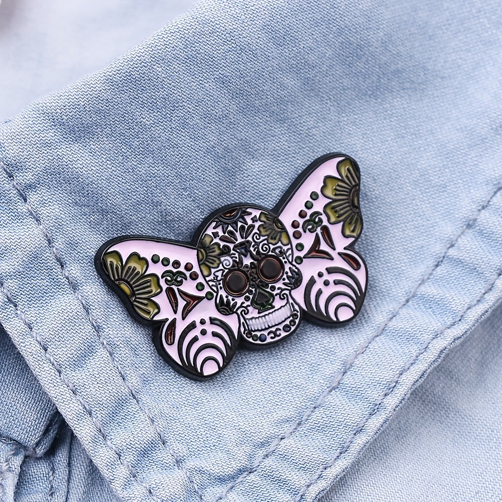 Men's Moth Skull Novelty Brooch