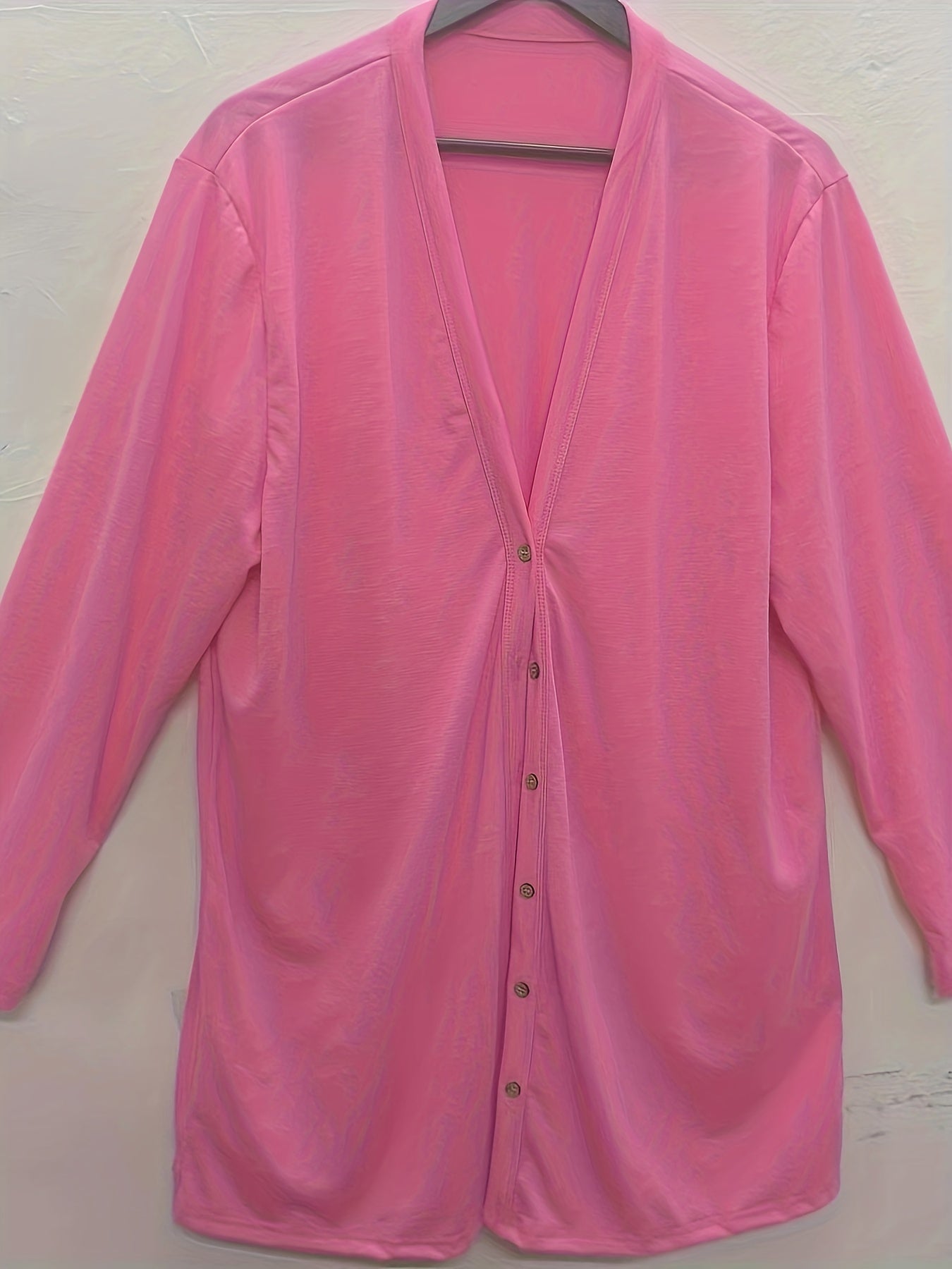  Solid Button Up Long Sleeve Cardigan