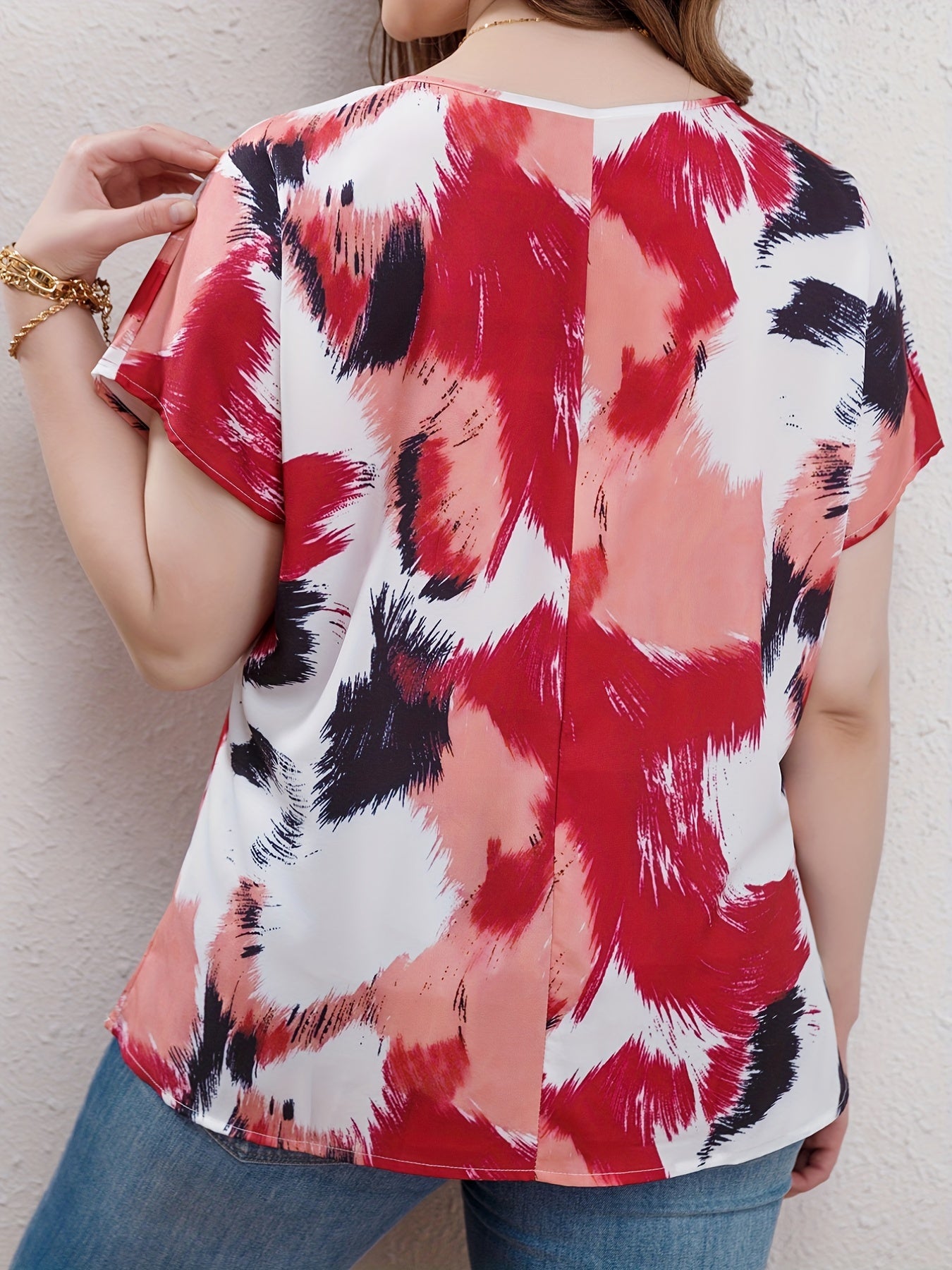 Tie Dye Short Sleeve Blouse
