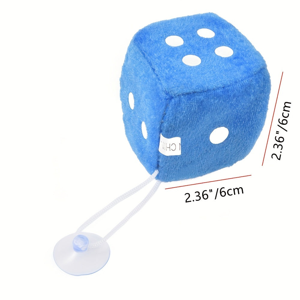 Plush Dice Car Hanger Stress Relief Squeeze Cube Fluffy Stuffed Car Decorat