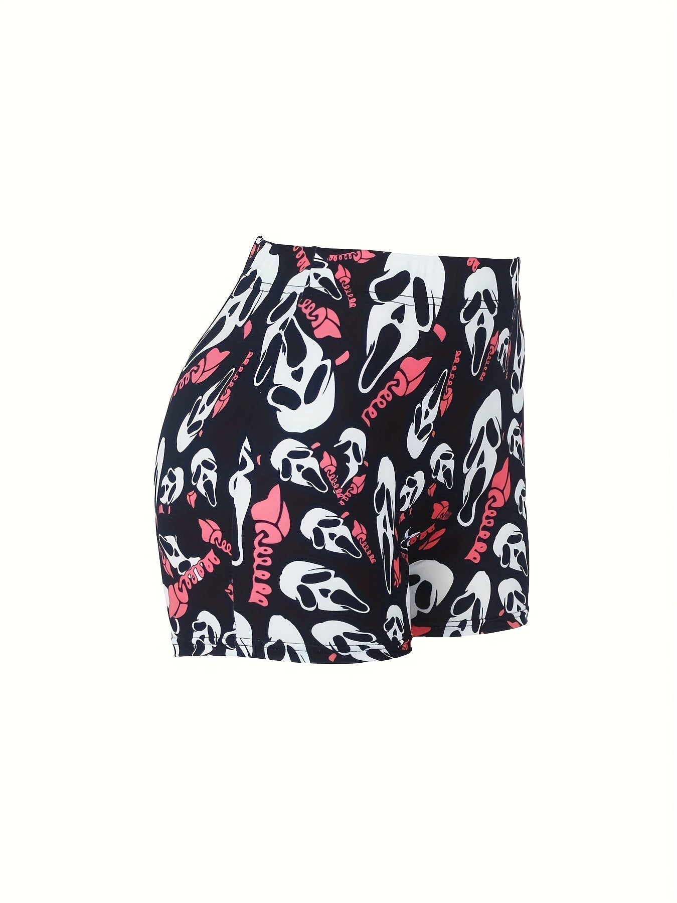  Halloween Shorts Women's Plus Funny Skull Print Elastic High Rise