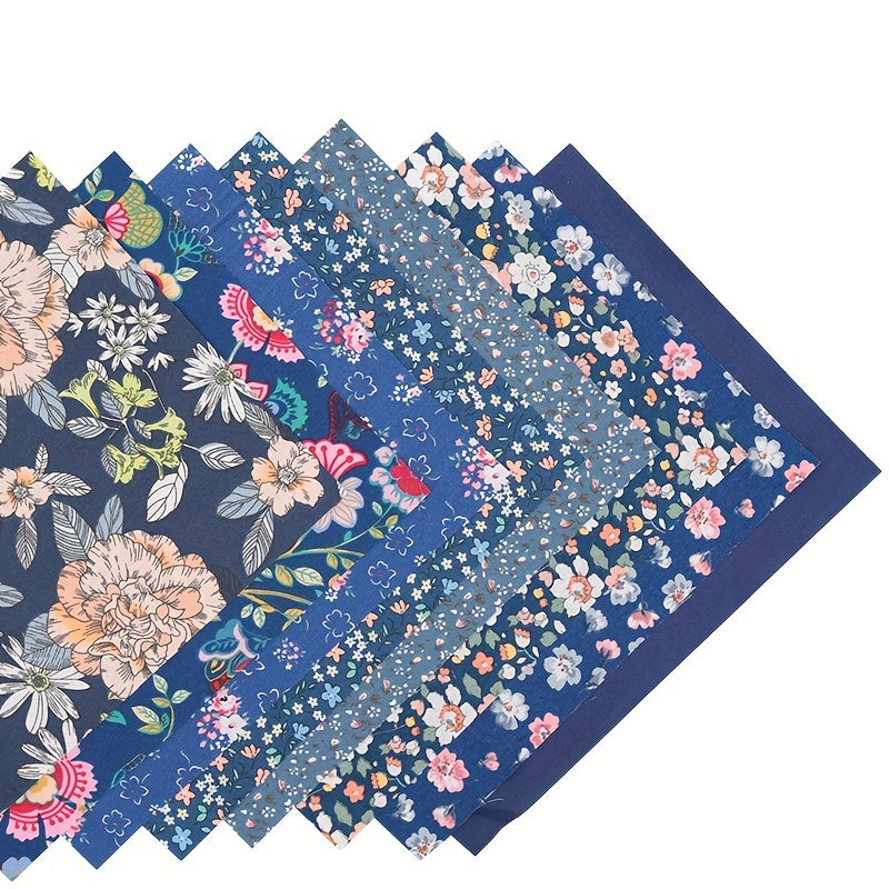 8pcs Dark Flower Printed Fabric Patchwork Doll Needlework DIY Sewing Material