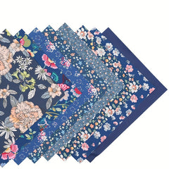 8pcs Dark Flower Printed Fabric Patchwork Doll Needlework DIY Sewing Material