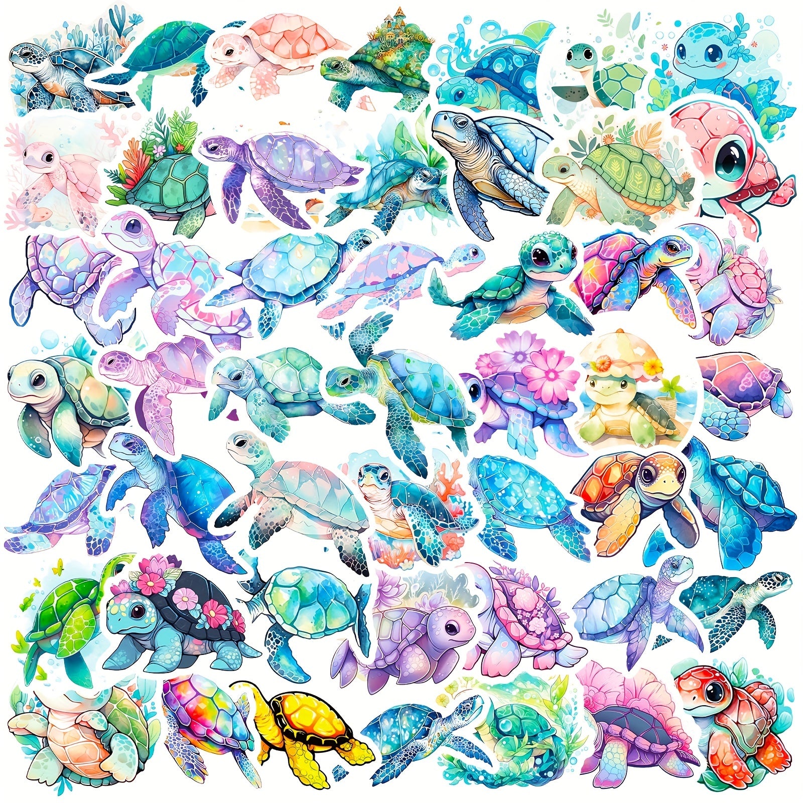 50pcs Sea Turtle Stickers Eye Animal Sea Turtle Waterproof Vinyl Stickers