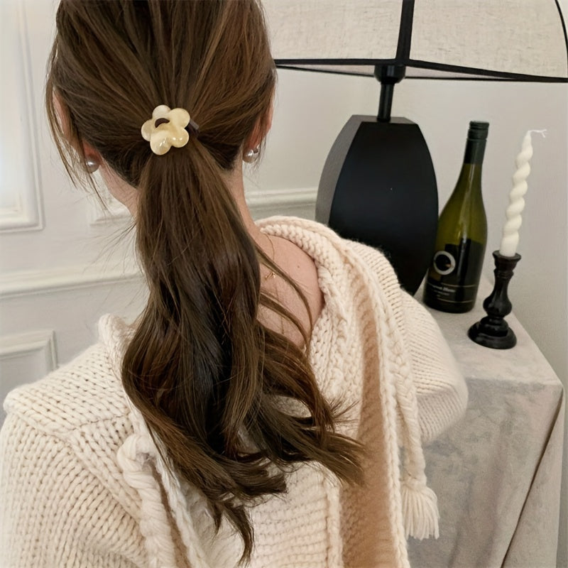 6pcs Acrylic Flower Hair Tie Ponytail Scrunchies