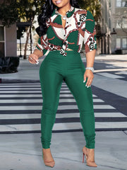 Women's Plus Chain Print Shirt & Leggings Two Piece Set