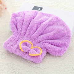 Quick-Drying Small Bow Hair Cap Strong Absorbent Shower Cap