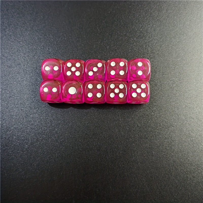 10pcs Acrylic Dice Set for Bar KTV Entertainment 12mm Hexahedron Dice