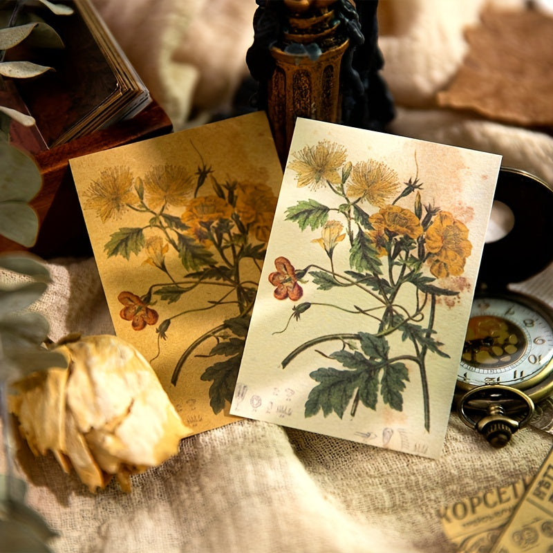 100 Sheets Vintage Scrapbook Papers Literary Plant Flowers Note Paper