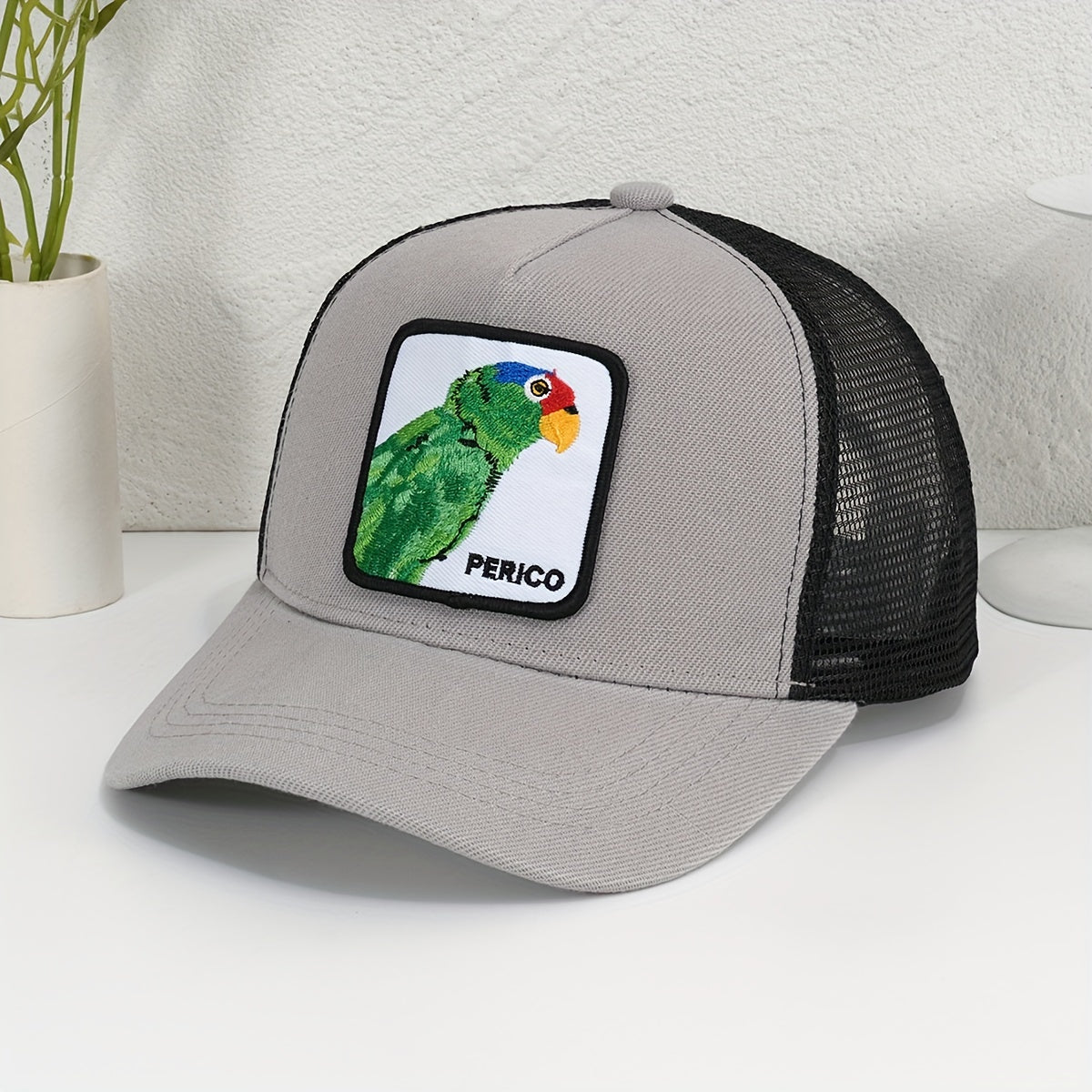 Parrot Patch Baseball Cap Mesh Trucker Hat Adjustable Sunshade Dad Hat