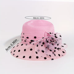 Polka Dot Print Bucket Hat Mesh Breathable Sun Hat for Women