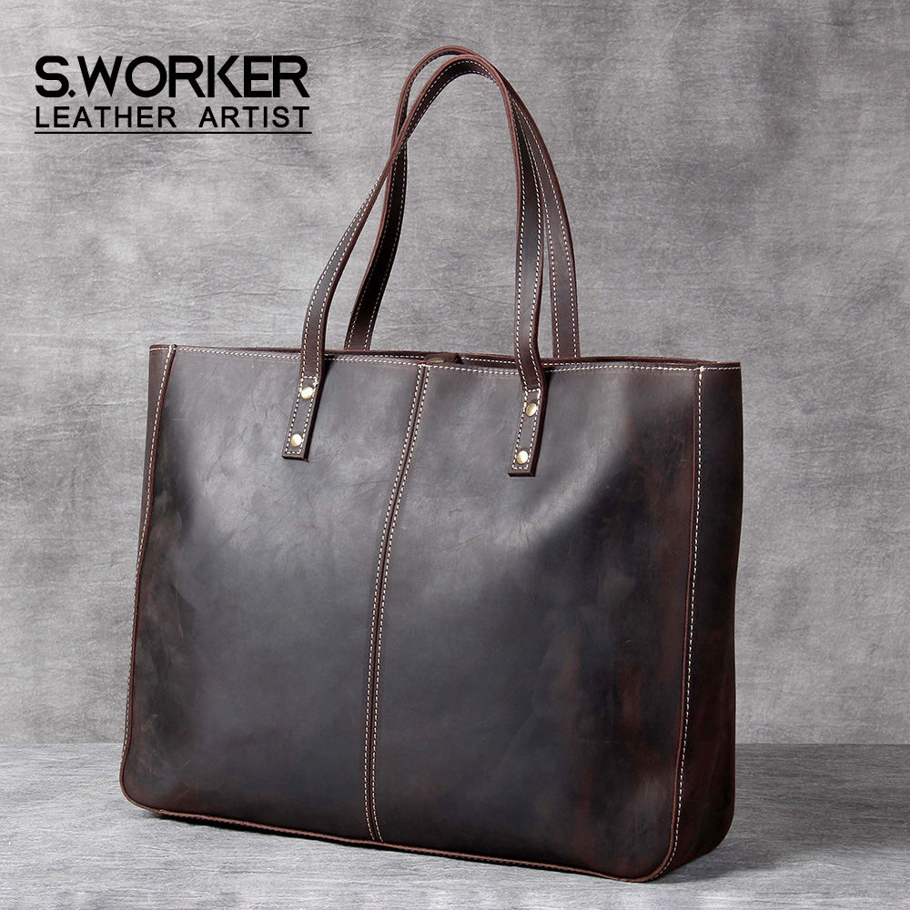 Retro Leather Tote Bag Large Capacity