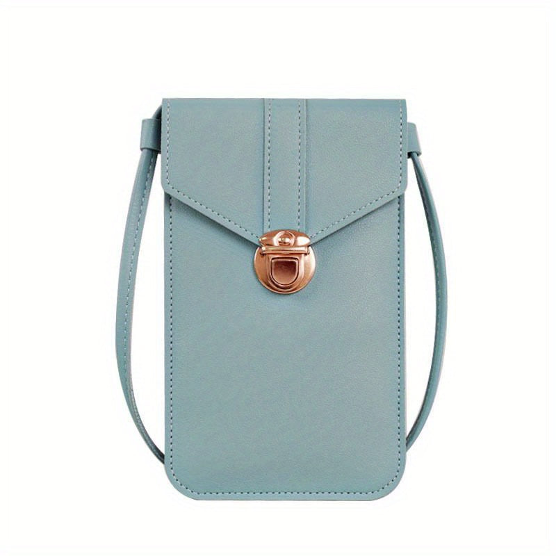 Women's Minimalist Cell Phone Bag Faux Leather Buckle Bag
