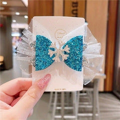 Mesh Princess Sequin Bow Hair Clips Holiday Party Gift
