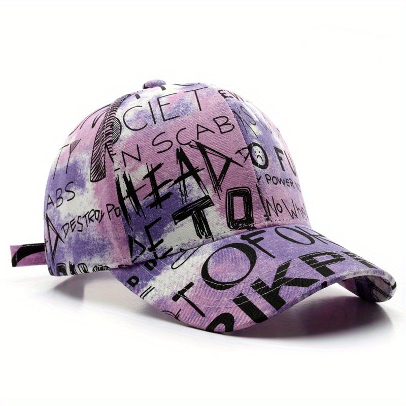 Graffiti Retro Cotton Letter Duck Tongue Cap Outdoor Sun Hat