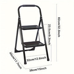 Steel 2 Step Folding Step Ladder Anti Slip Sturdy Handgrip Step Stool