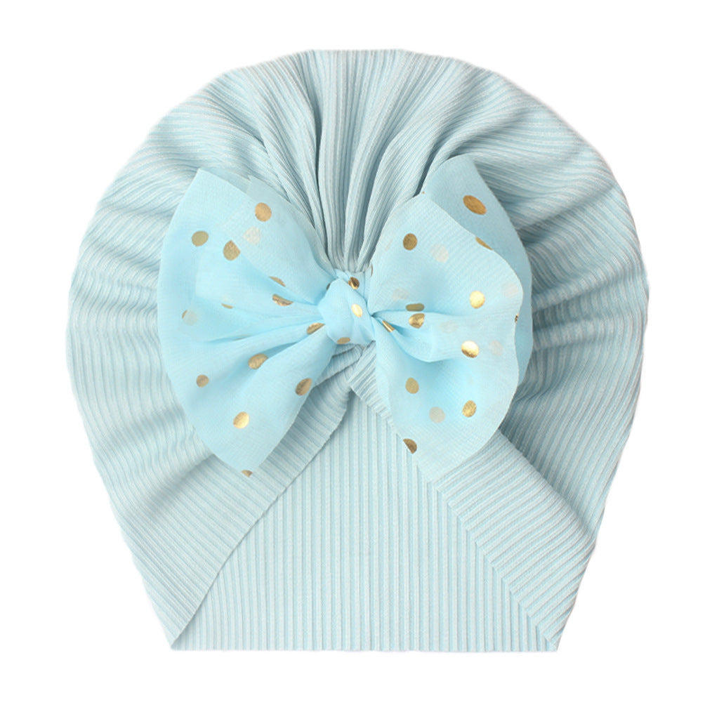 Polka Dot Print Bow Head Wrap Hat for Baby Girls & Boys