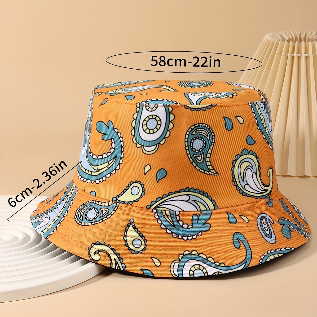 Orange Cashew Flower Sunshade Bucket Hat for Men Women