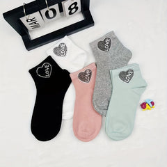 Heart Rhinestone Socks - Women's Crew Short Socks