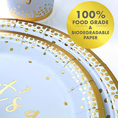 24pcs It's A Boy Baby Shower Tableware Set Gender Reveal Party Supplies