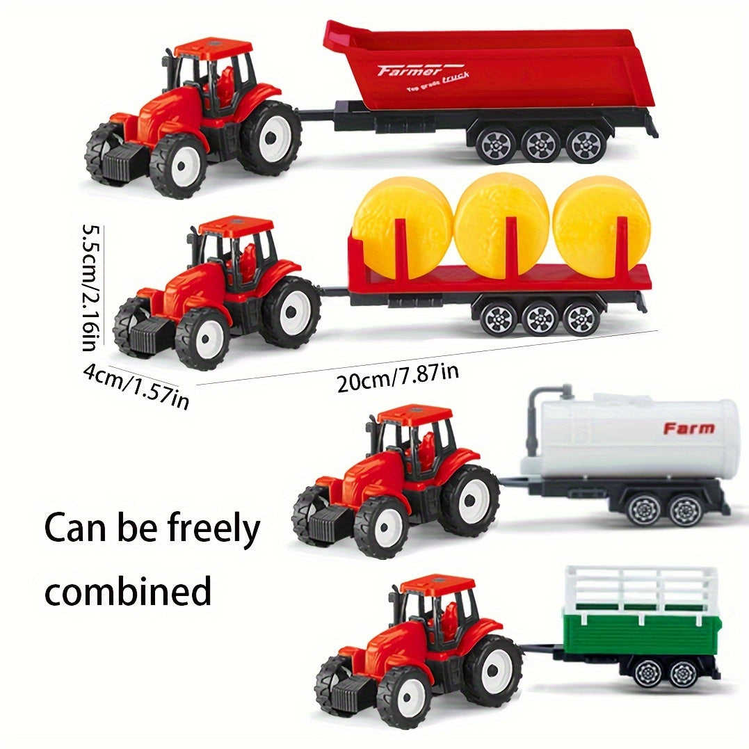 25pcs DIY Farm Toy Set with Cowshed Carport Tractor Animals Tools Fence
