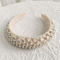 Baroque Faux Pearl Rhinestone Headband Glitter Hair Hoop