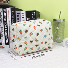Bear Flower Cosmetic Bag Large Capacity Portable Travel Washing Bag