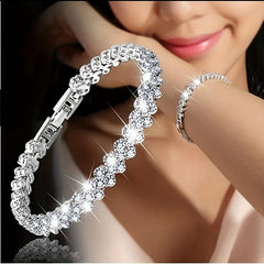 Braided Leaf Charm Crystal Wedding Bracelet for Women
