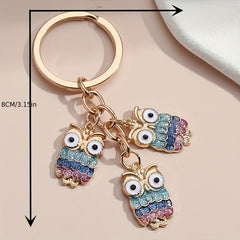 Cartoon Owl Keychain Glitter Animal Key Ring Purse Bag Charm