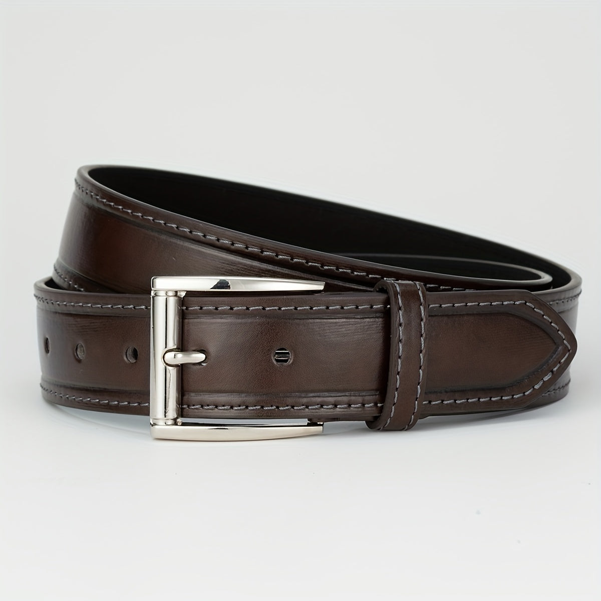 Men's Single Jacket Dress Belt Casual Alloy Pin Buckle PU Leather Belt