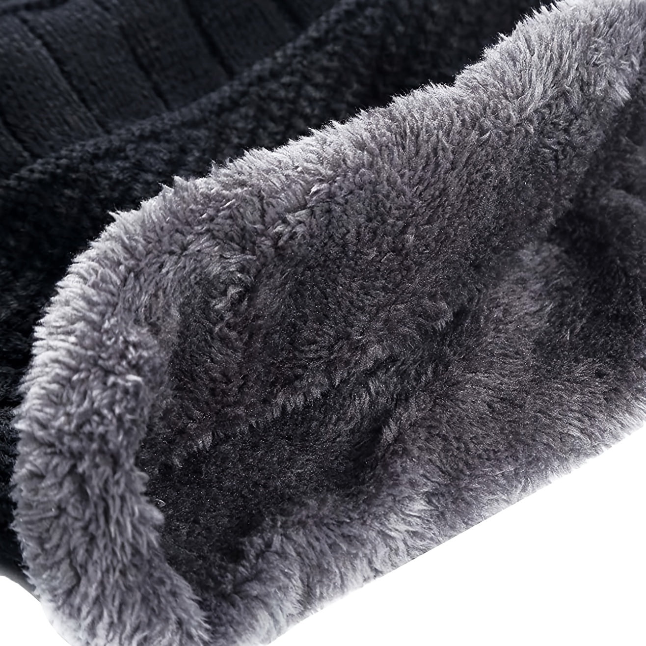 Slouchy Beanie Winter Hat Windproof Warm Knit Cap Touch Screen Mittens