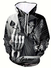 Men's Skull Graphic Hoodie Active Breathable 3D Print Hooded Shirt