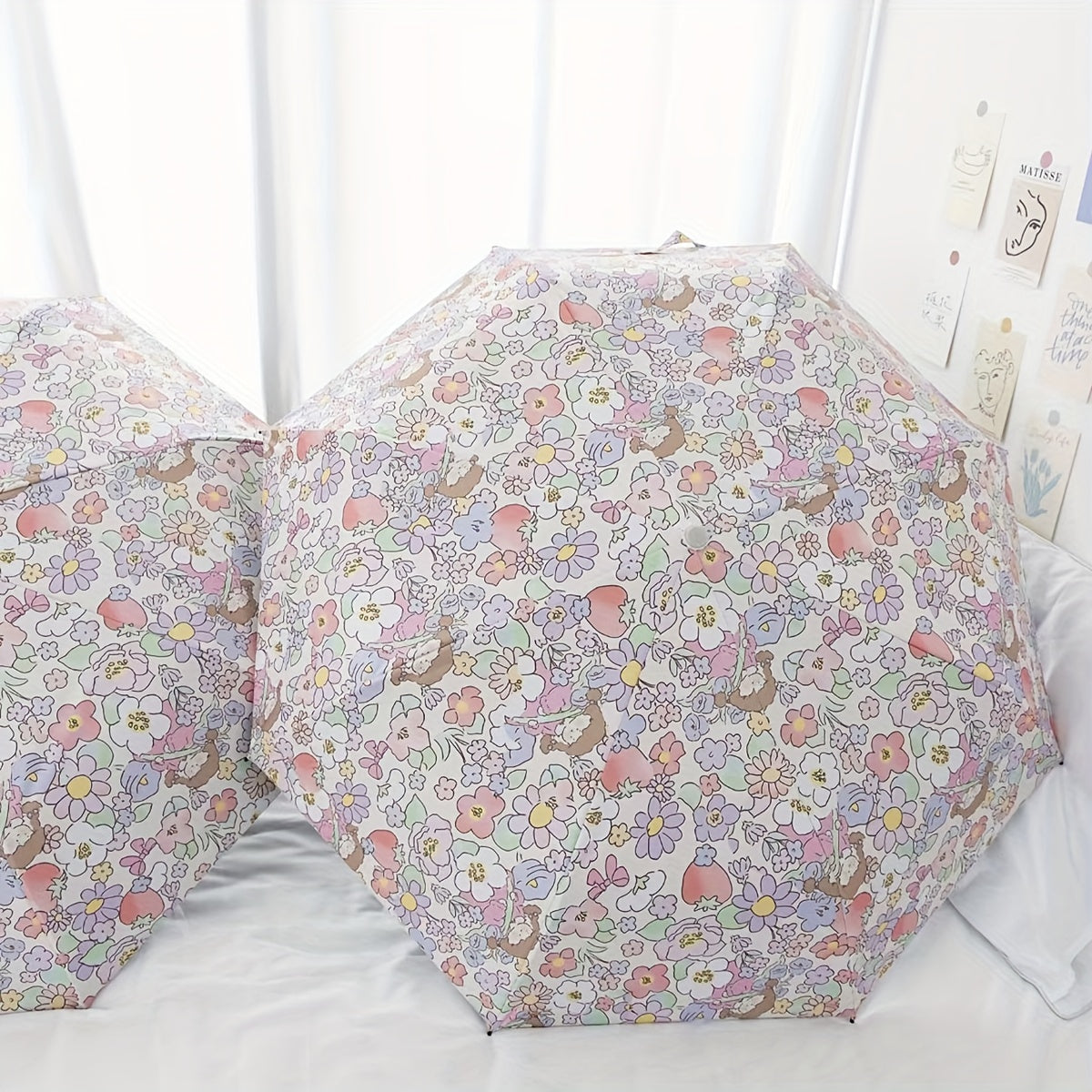 Flower Vinyl Auto Folding Umbrella Rain Or Shine Dual use Umbrella
