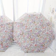 Flower Vinyl Auto Folding Umbrella Rain Or Shine Dual use Umbrella