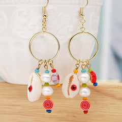 Rotating Pattern Colorful Round Glass Beads - 30-50pcs DIY Earrings Bra