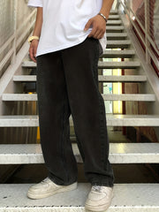 Slim Fit Classic Cotton Jeans Mens Casual Street Style Solid Denim Pants