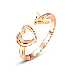 Heart Wave Cuff Ring with Rhinestone Inlay