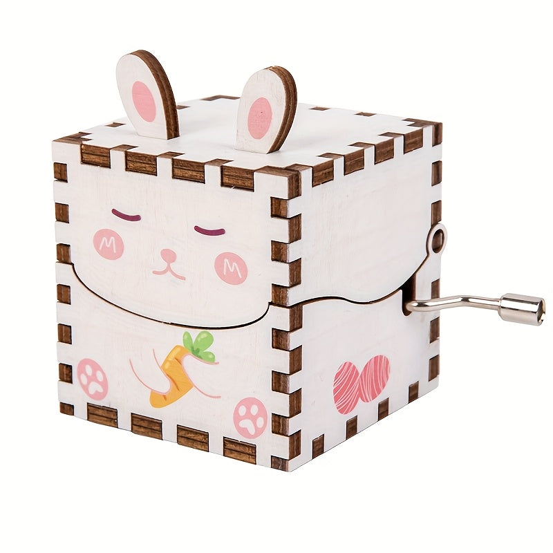 Wooden Animal Handheld Music Box Toy with 6 Characters