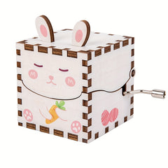 Wooden Animal Handheld Music Box Toy with 6 Characters
