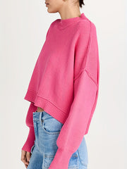  Solid Long Sleeve Crew Neck Sweater