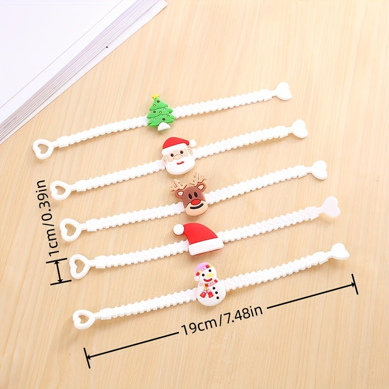 5pcs Christmas Party Wristbands Rings Hair Clips Silicone Bracelet