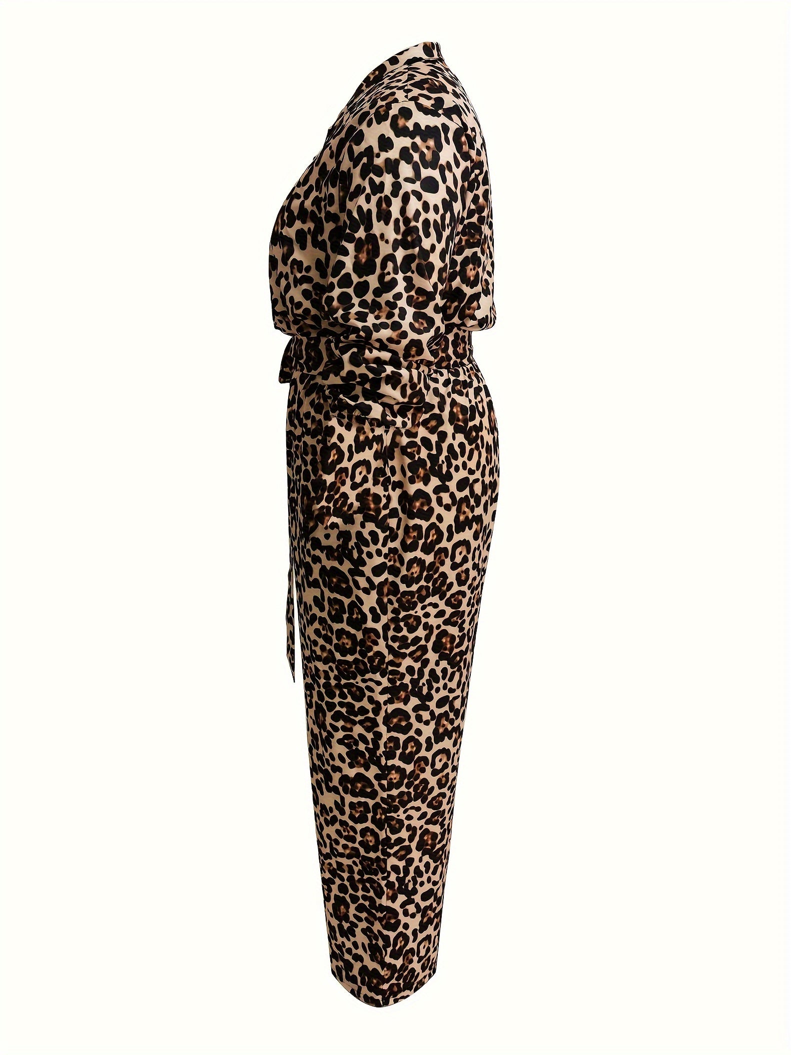  Leopard Print Button Up Jumpsuit with Belt