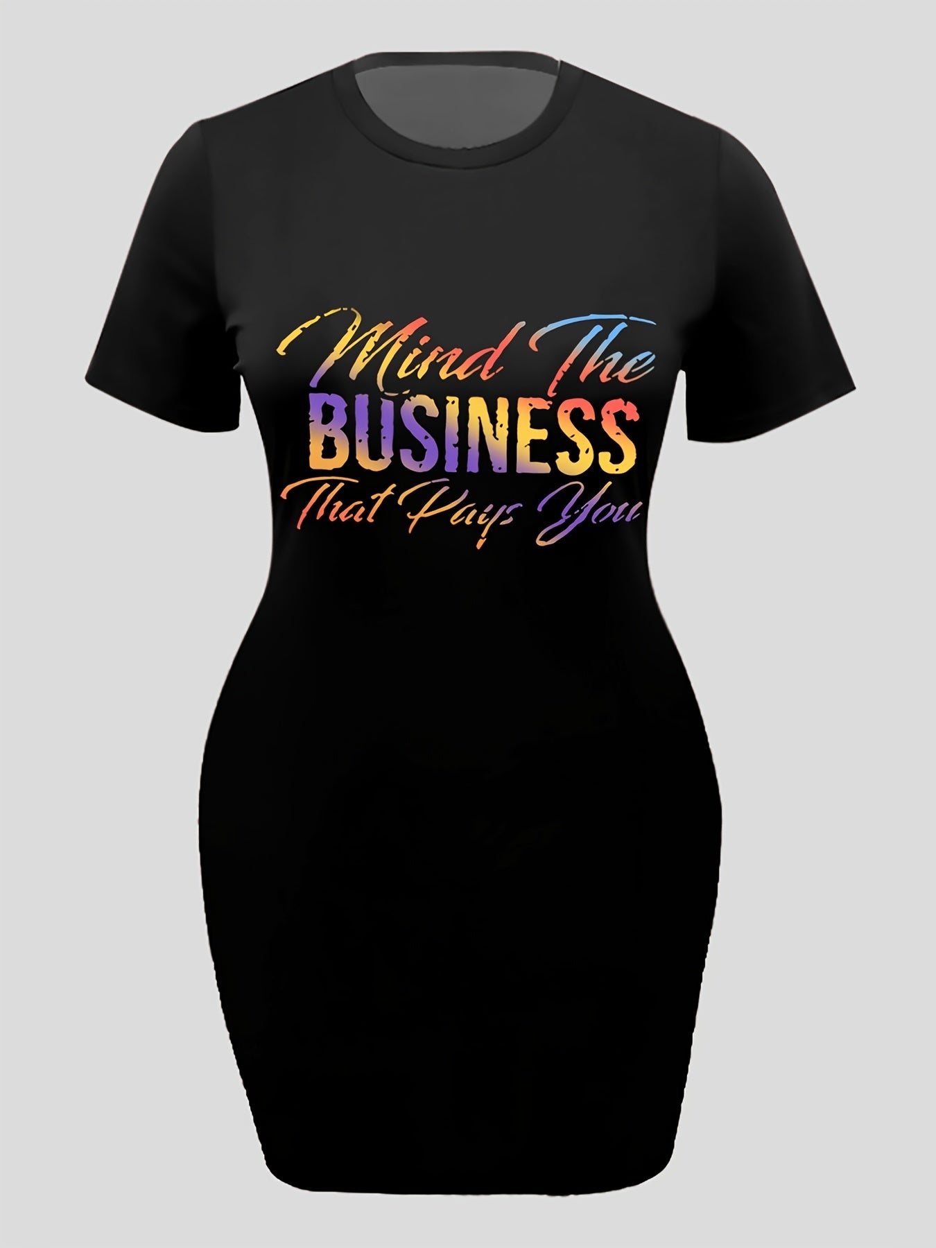  Ombre Letter Print Tee Dress