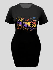  Ombre Letter Print Tee Dress